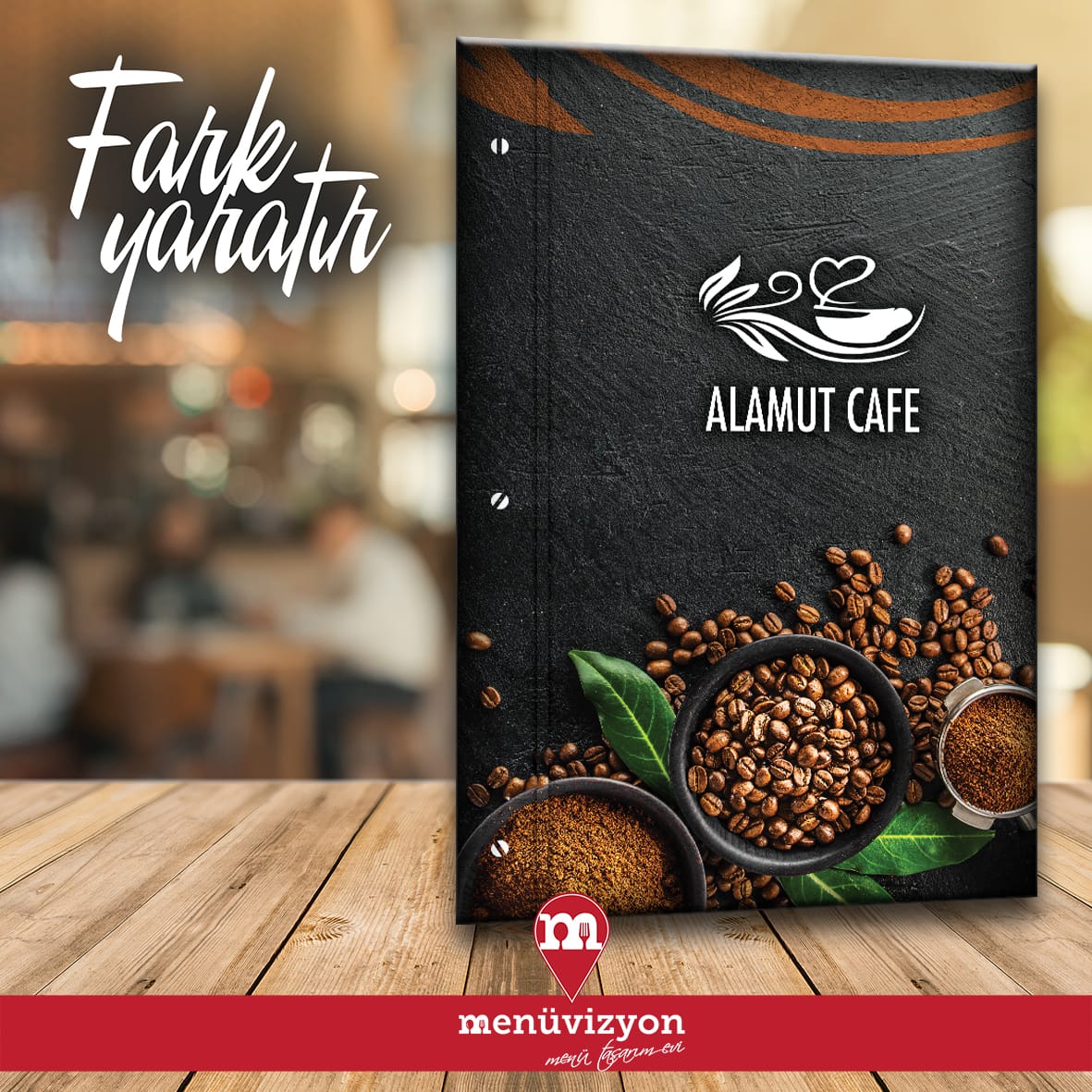 Alamut Cafe - Sert Kapak Menü Tasarımı