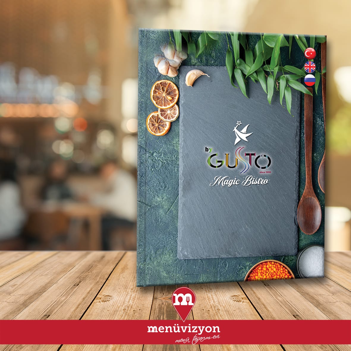Gusto Magic Bistro - Sert Kapak Menü Tasarımı