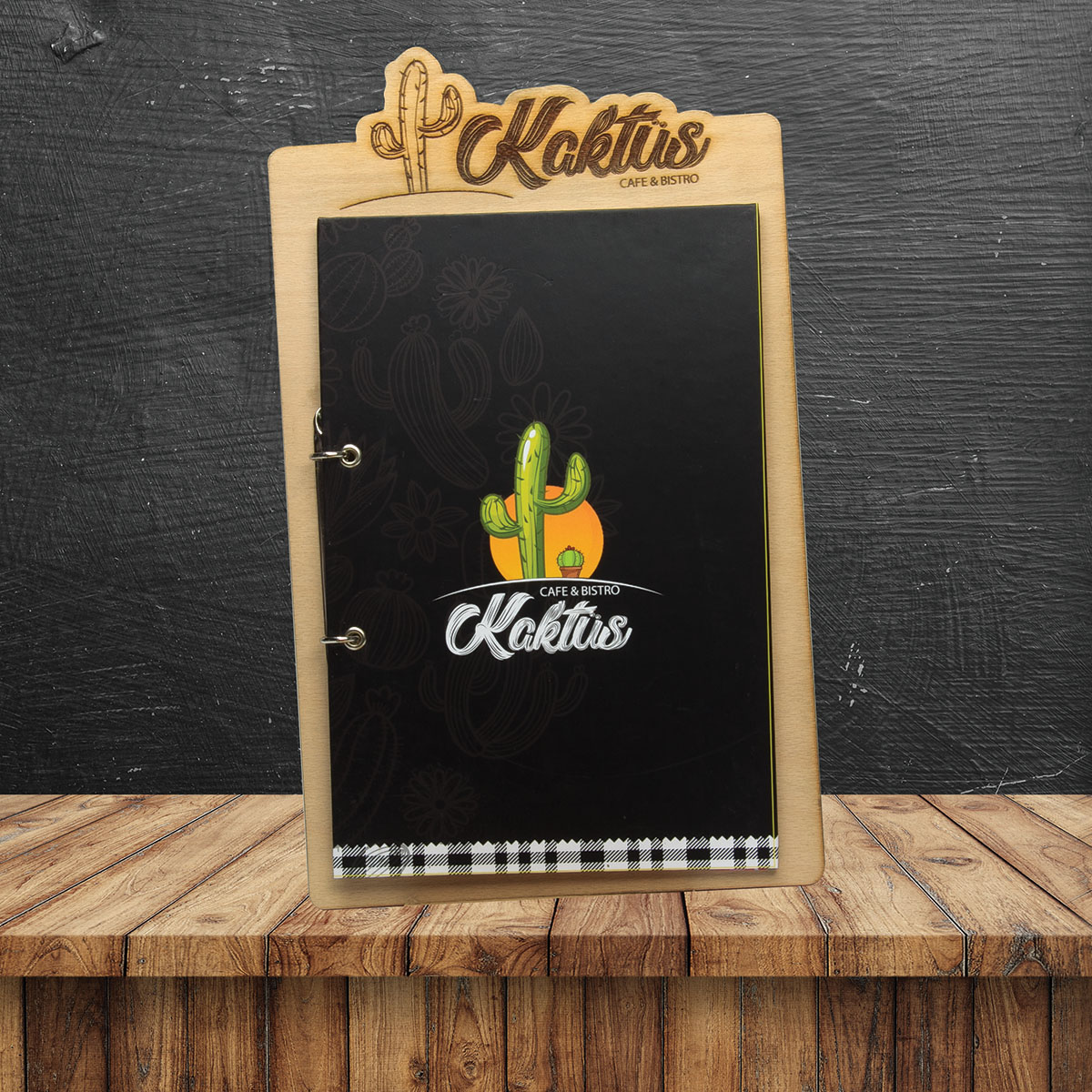 Kaktus Cafe - Ahşap Kapak Menü Tasarımı