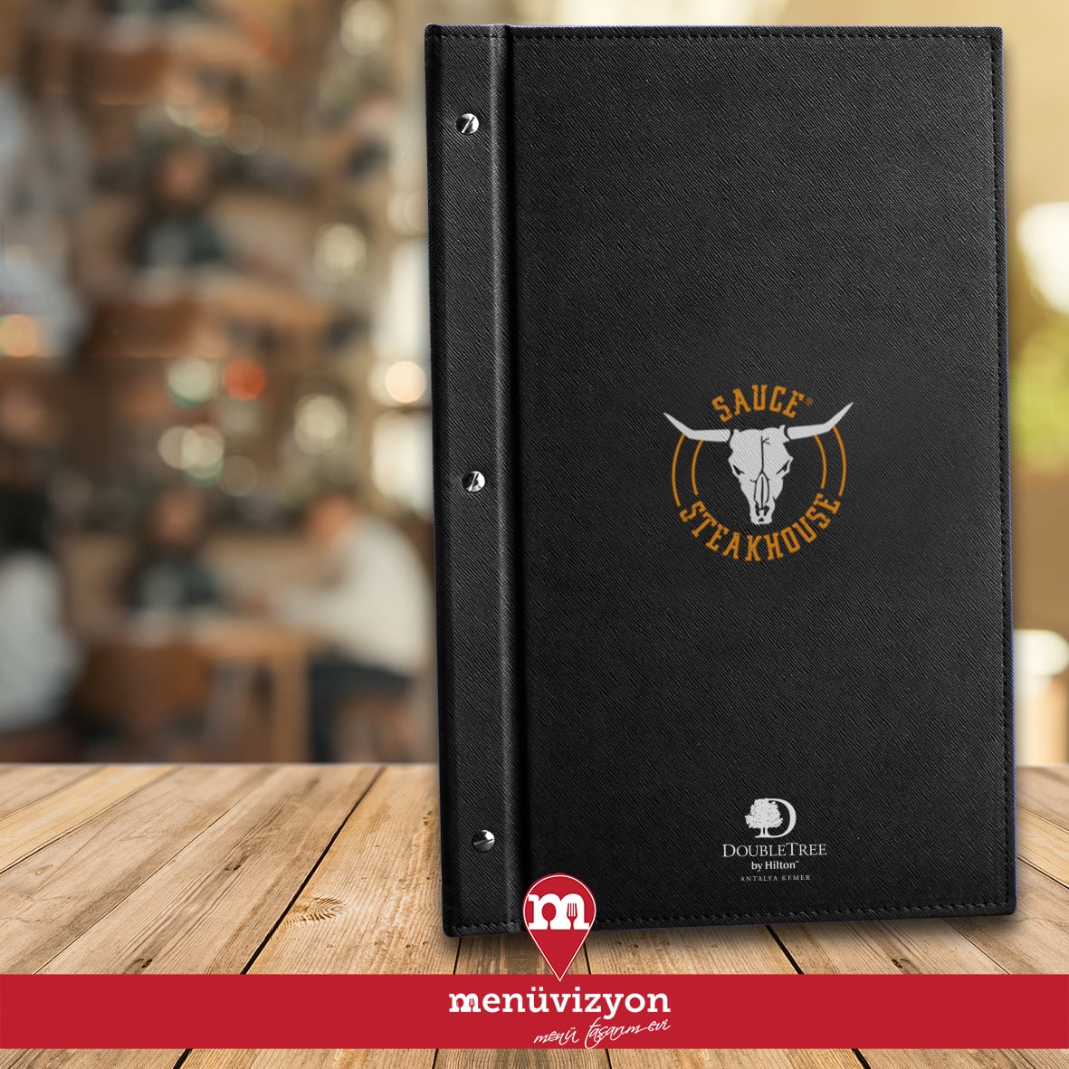Sauce Steakhouse Doubletree - Deri Kapak Menü Tasarımı