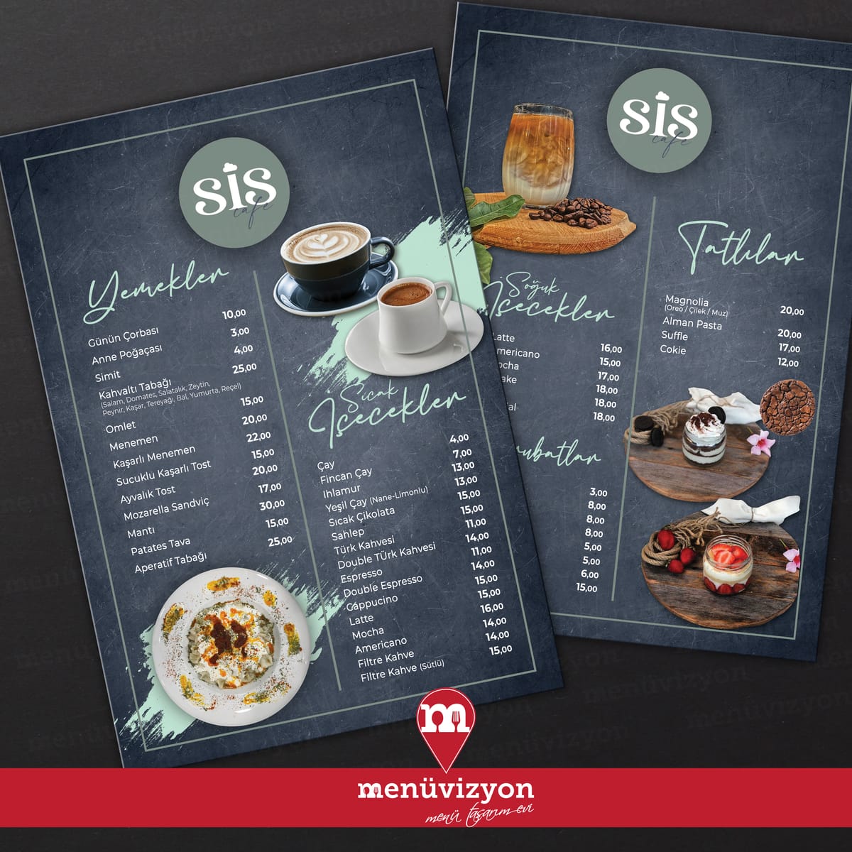 Sis Cafe - Sert Kapak Menü Tasarımı