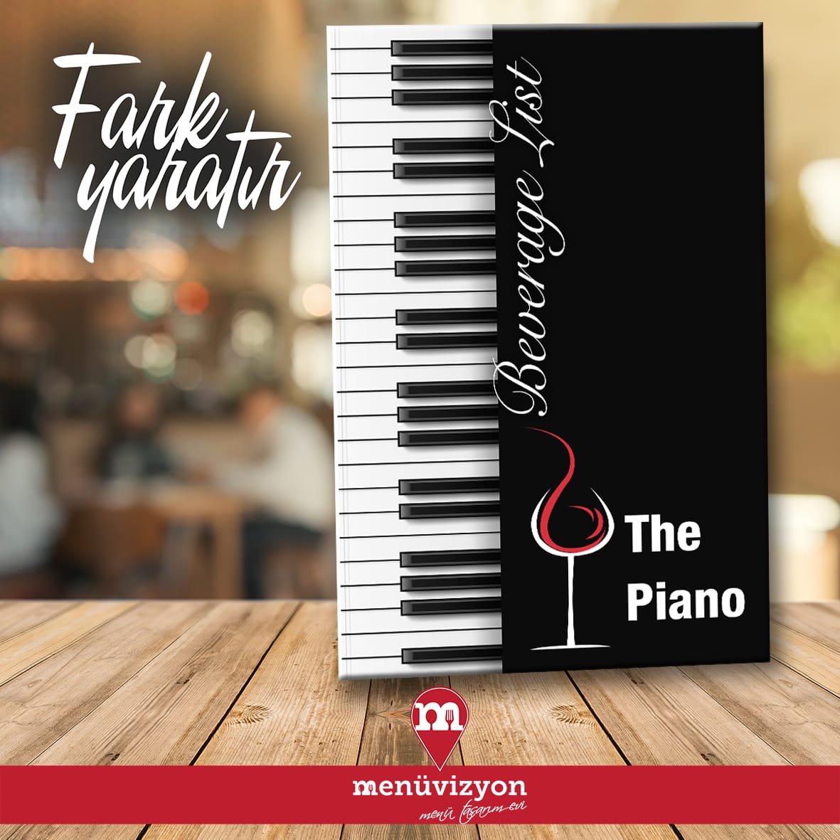 The Piano Cafe - Sert Kapak Menü Tasarımı
