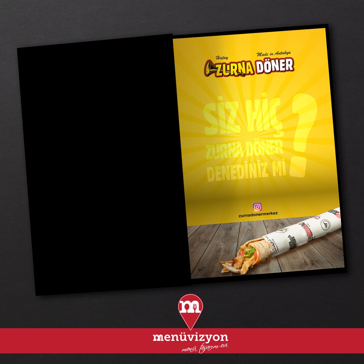 Zurna Doner - Deri Kapak Menü Tasarımı